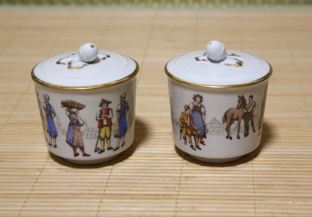 Langenthal・スイス・ランゲンタール・蓋付・磁器・食器・4個セット
