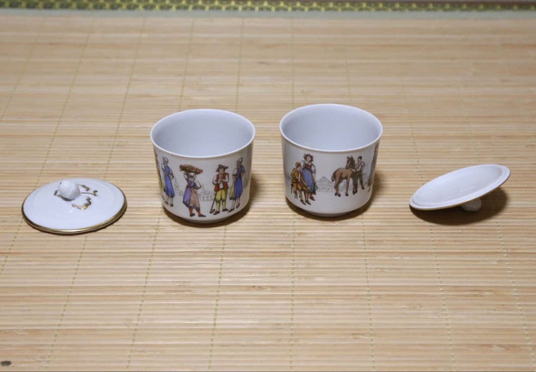 Langenthal・スイス・ランゲンタール・蓋付・磁器・食器・4個セット