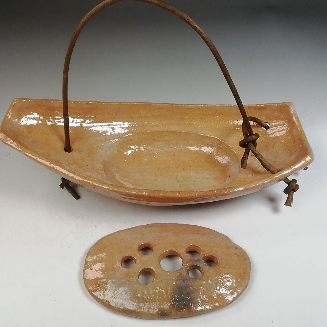 Ｗ４０８　花入　『赤舟　花入』『金井紫晴 造』　共箱　花器　茶道具