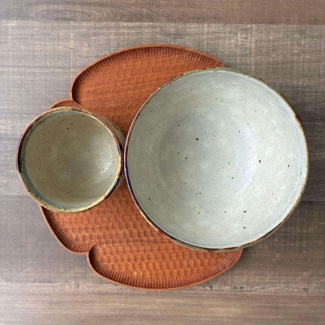 市野吉記 コウホ窯 安南手 丼＆湯呑みセット※バラ売り可