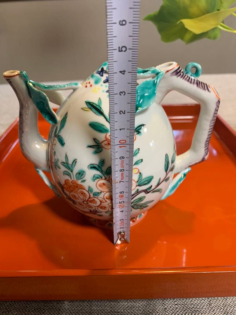 色絵 桃形 水注　煎茶　文人趣味　春の楽しみ