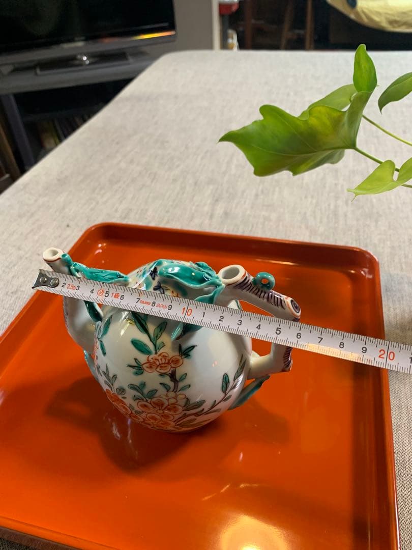 色絵 桃形 水注　煎茶　文人趣味　春の楽しみ