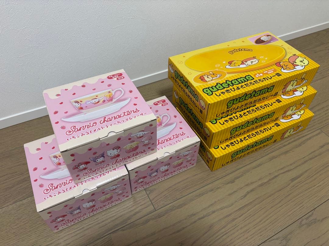 ぐでたましゃきぴよとだらだらカレー皿 ➕ いちごみるくメルトティーカップソーサー