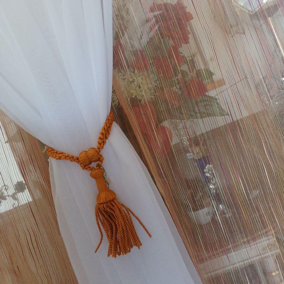 カフェカーテン【Ajun様オーダー品　オーガンジー&ボイルレース2枚重トリム】