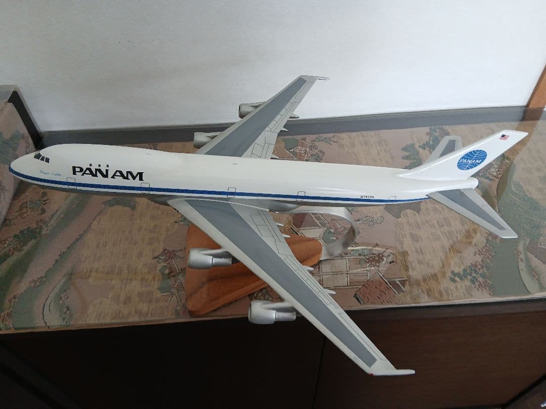 Pan Am 747 木製 レプリカ 胴体長さ＝45.5cm 翼長さ＝38.2㎝