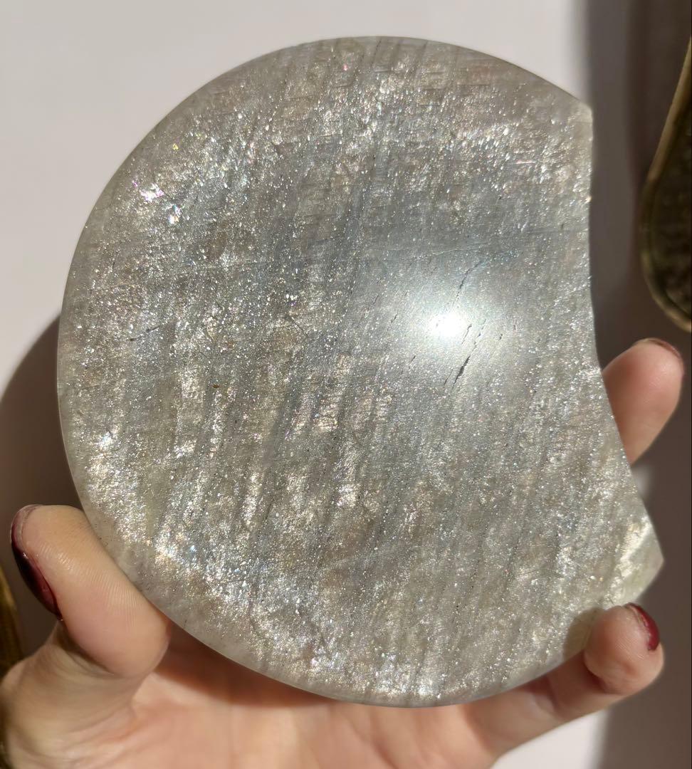 《強ブルーシラー✰》グレームーンストーン　月　カービング　BIG size