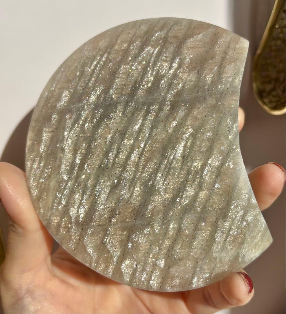 《強ブルーシラー✰》グレームーンストーン　月　カービング　BIG size