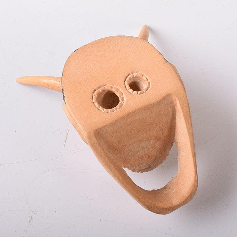 時代提げ物　木彫　面根付　能面　お面　般若面　C　7796