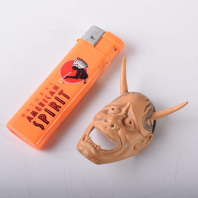 時代提げ物　木彫　面根付　能面　お面　般若面　C　7796