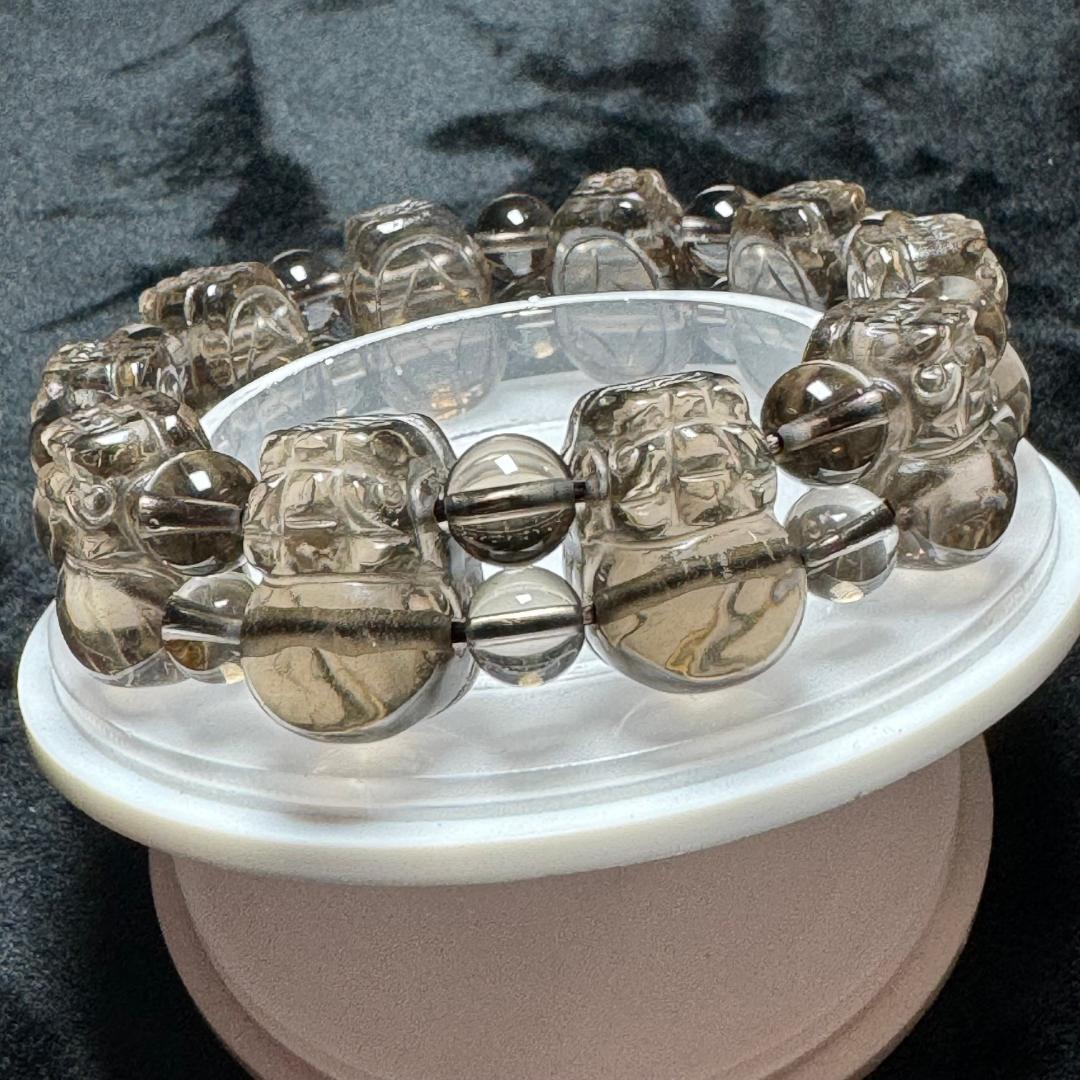 手彫り水晶◇スモーキークォーツ貔貅（ヒキュウ）◇ブレスレット