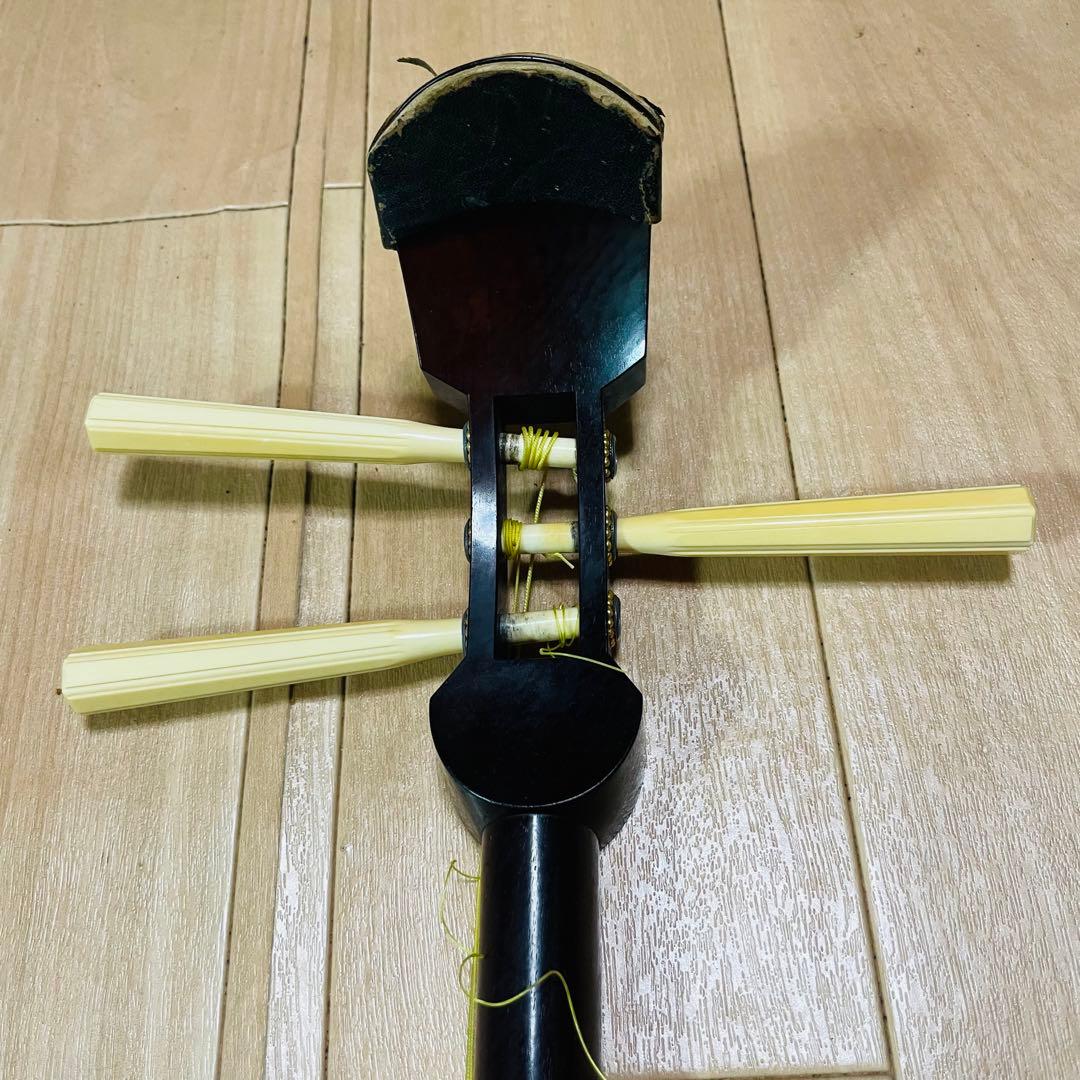 三味線 紅木　子持ち綾杉　金細 細棹　現状品