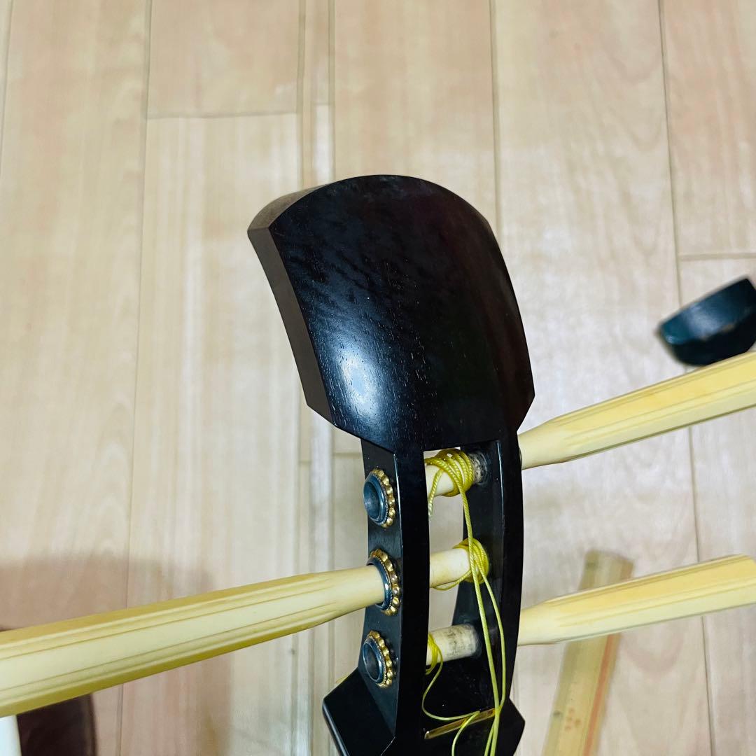 三味線 紅木　子持ち綾杉　金細 細棹　現状品