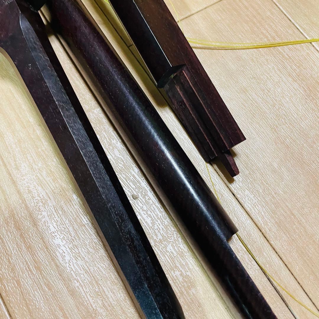 三味線 紅木　子持ち綾杉　金細 細棹　現状品