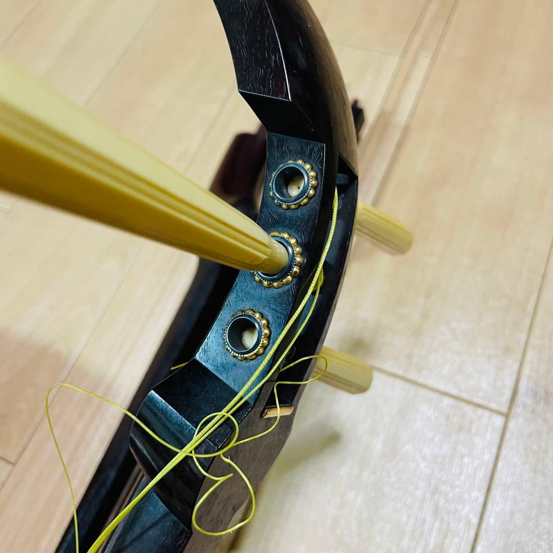 三味線 紅木　子持ち綾杉　金細 細棹　現状品