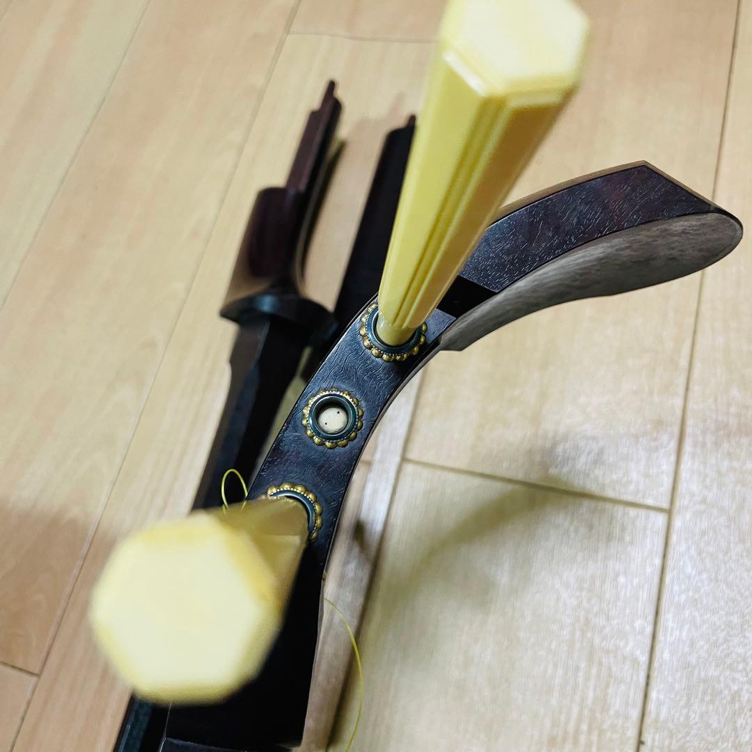 三味線 紅木　子持ち綾杉　金細 細棹　現状品