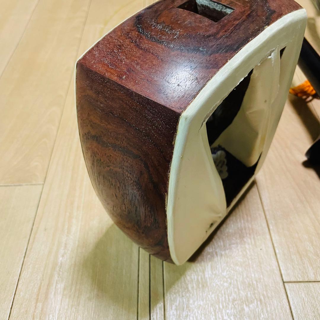 三味線 紅木　子持ち綾杉　金細 細棹　現状品