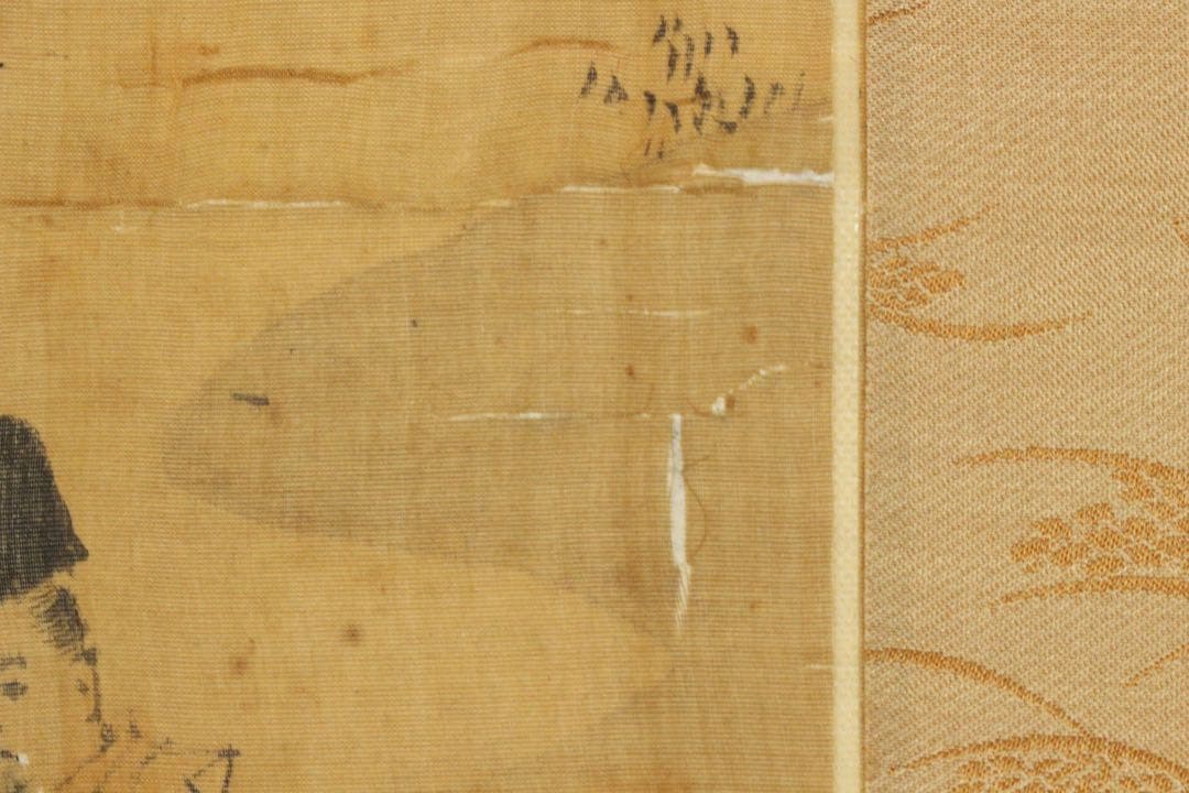 No5613 掛軸　狩野安信　人物図　絹本淡彩　日本画　大和絵　古画　送料無料