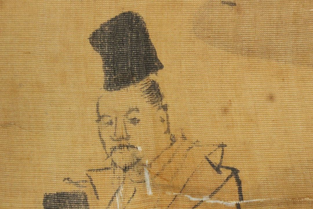 No5613 掛軸　狩野安信　人物図　絹本淡彩　日本画　大和絵　古画　送料無料