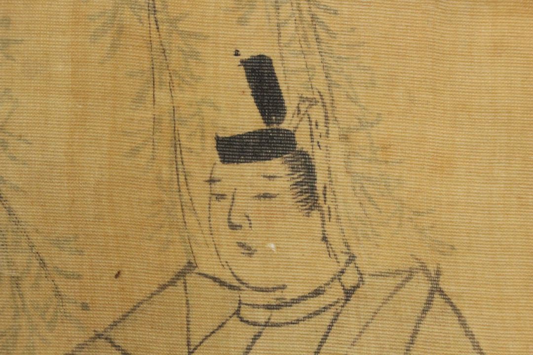 No5613 掛軸　狩野安信　人物図　絹本淡彩　日本画　大和絵　古画　送料無料