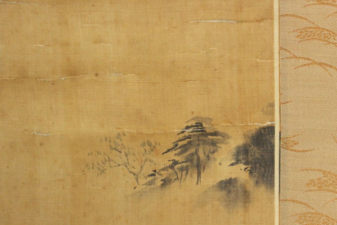 No5613 掛軸　狩野安信　人物図　絹本淡彩　日本画　大和絵　古画　送料無料