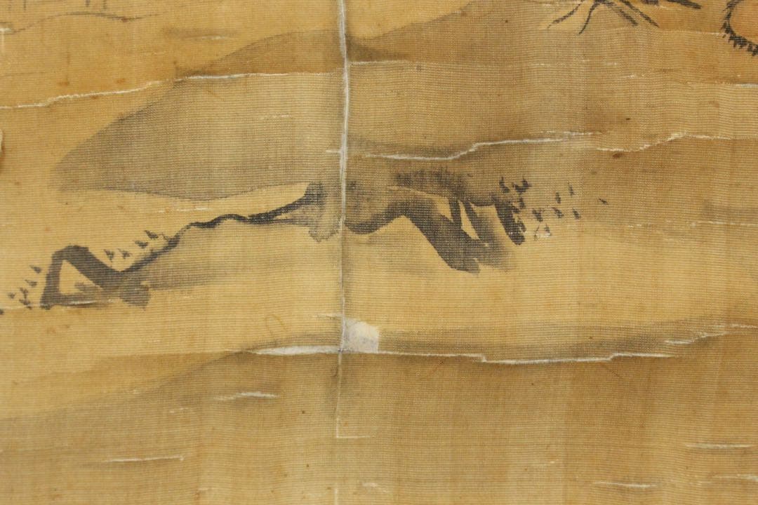 No5613 掛軸　狩野安信　人物図　絹本淡彩　日本画　大和絵　古画　送料無料