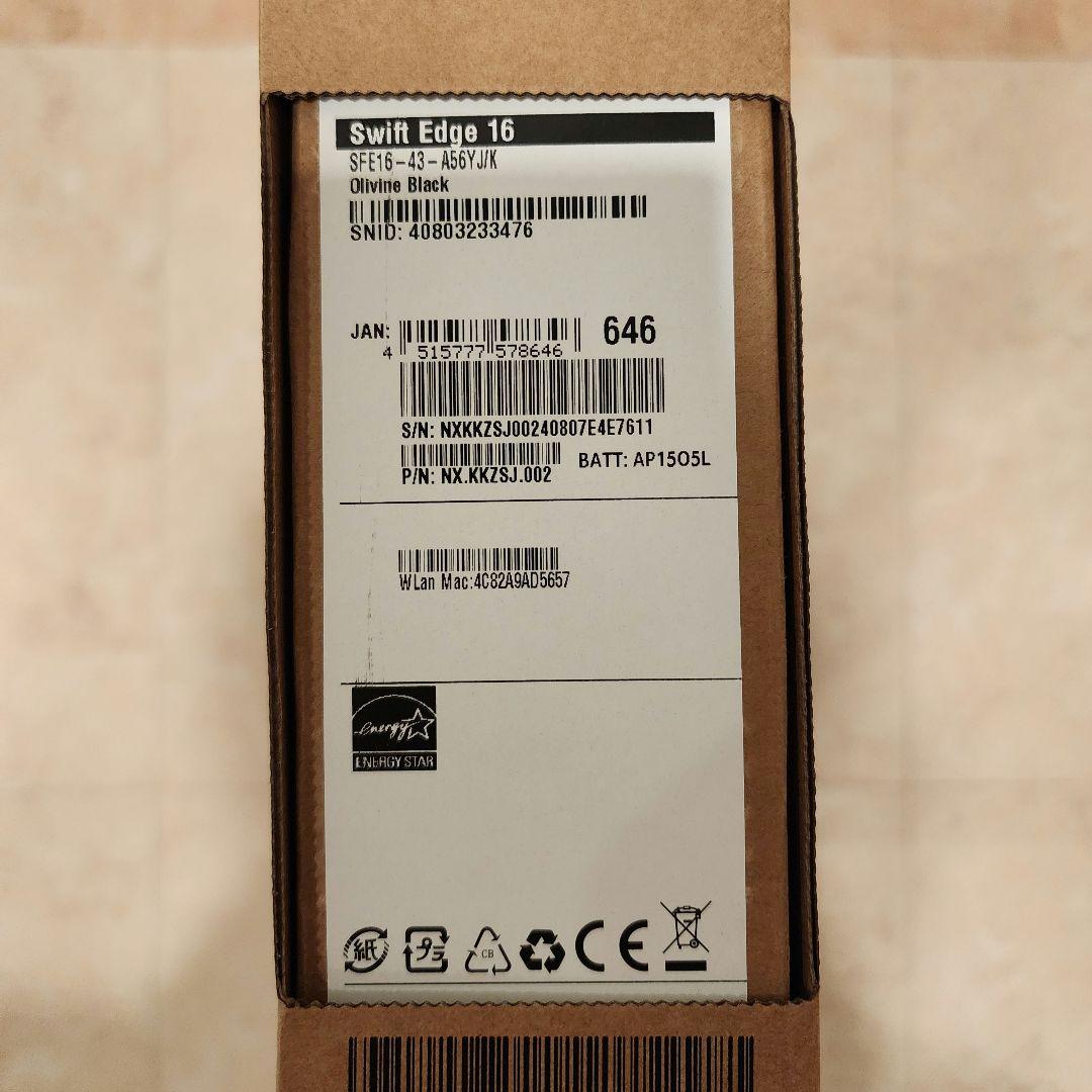 Acer Swift Edge 16 ryzen5 有機EL 軽量1230g