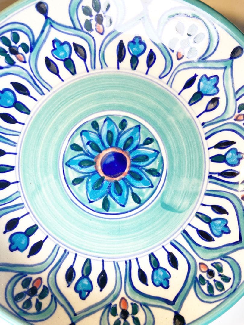 手描き青白陶器皿 2枚セット　海外製