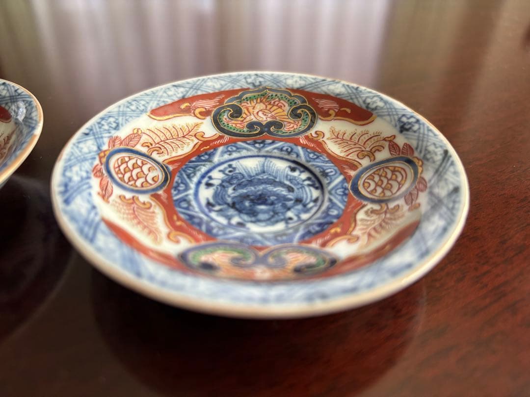 大聖寺伊万里 明治期 獅子図 豆皿 2客 B