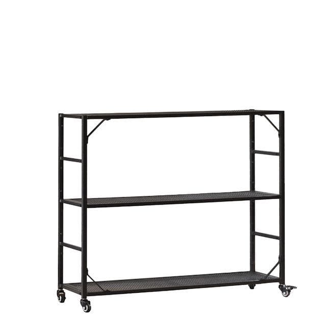 アイアンメッシュ３段シェルフ 幅102cm キャスター付 収納ラック（1254）