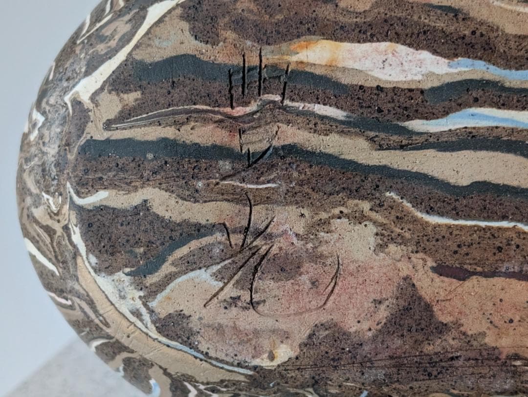 ビンテージ 大型 陶器 フラワーベース 大雪窯 二代目坂東豊光 花瓶 花入