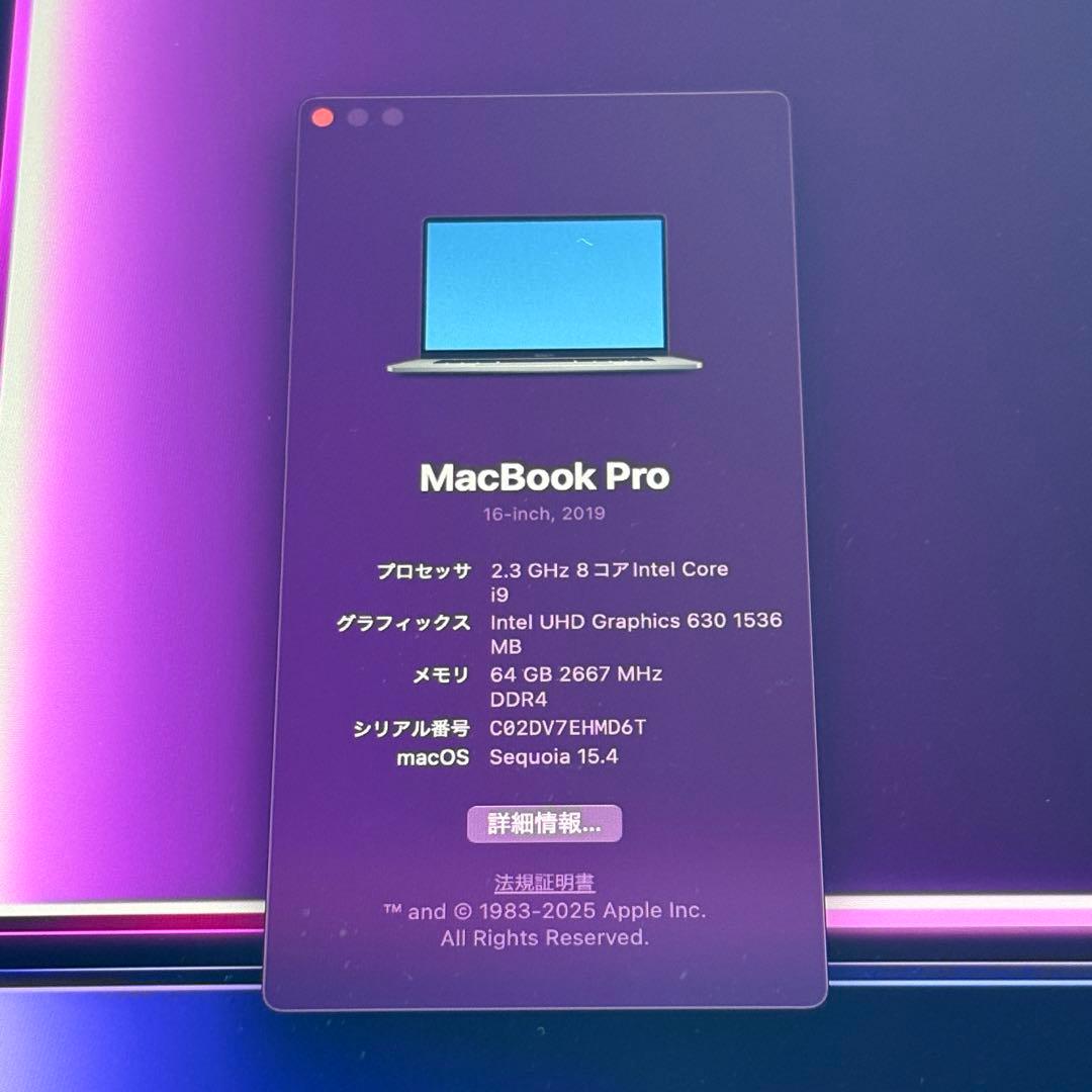 MacBook本体 Apple MacBook Pro 64GB 1TB