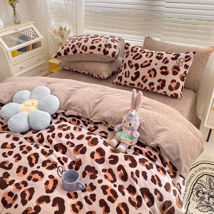 寝具セット シングル3点セット ダブル4点セット 掛け布団カバーセット 豹柄