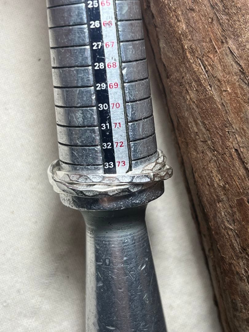 三連カレンシルバーリングKarenトリニティ35号叩き打ちハンドメイド指輪SVウ