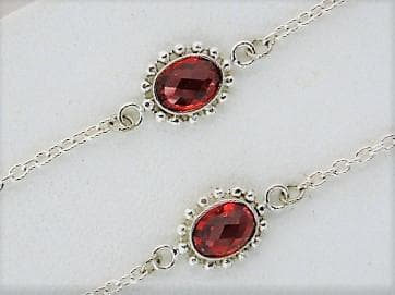 【シルバー925ロングネックレス】レッド5オーバルカット5ｍｍ