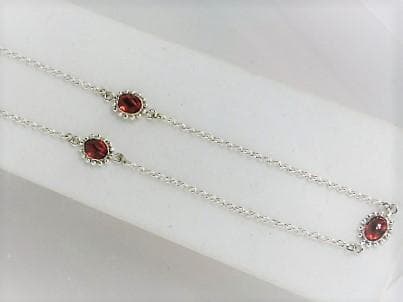 【シルバー925ロングネックレス】レッド5オーバルカット5ｍｍ