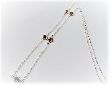 【シルバー925ロングネックレス】レッド5オーバルカット5ｍｍ