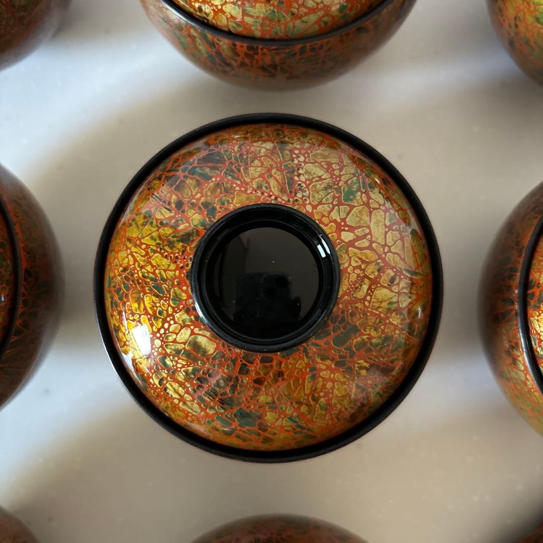 蓋付き小吸椀　煮物椀　吸物椀　虹彩　若　和食器　懐石料理　8客、予備蓋4個セット