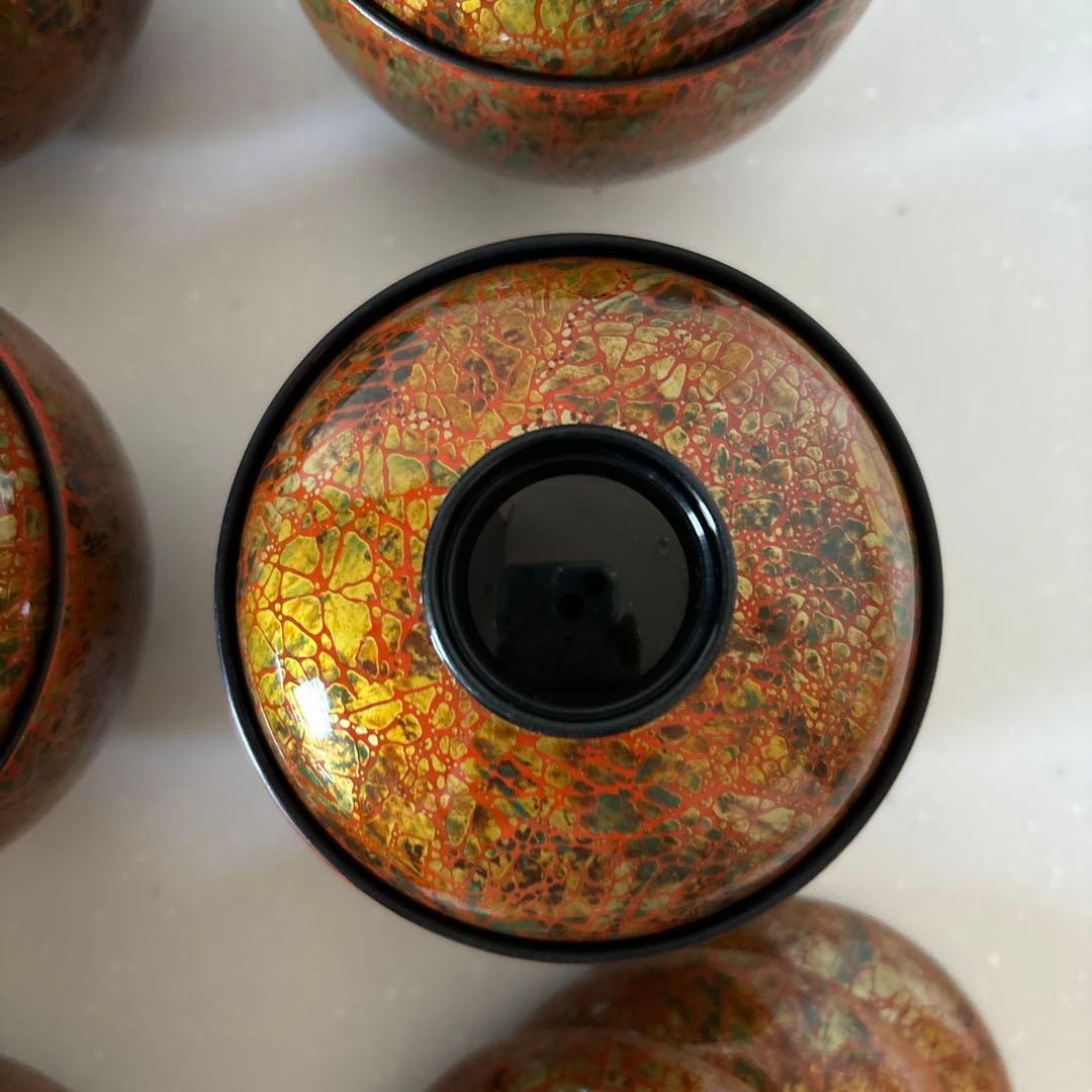 蓋付き小吸椀　煮物椀　吸物椀　虹彩　若　和食器　懐石料理　8客、予備蓋4個セット