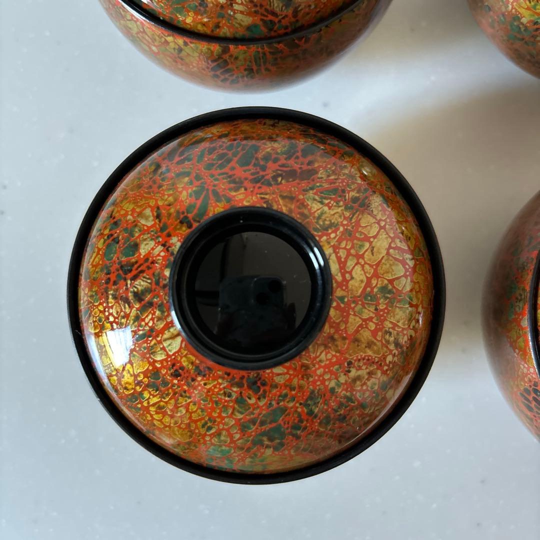 蓋付き小吸椀　煮物椀　吸物椀　虹彩　若　和食器　懐石料理　8客、予備蓋4個セット