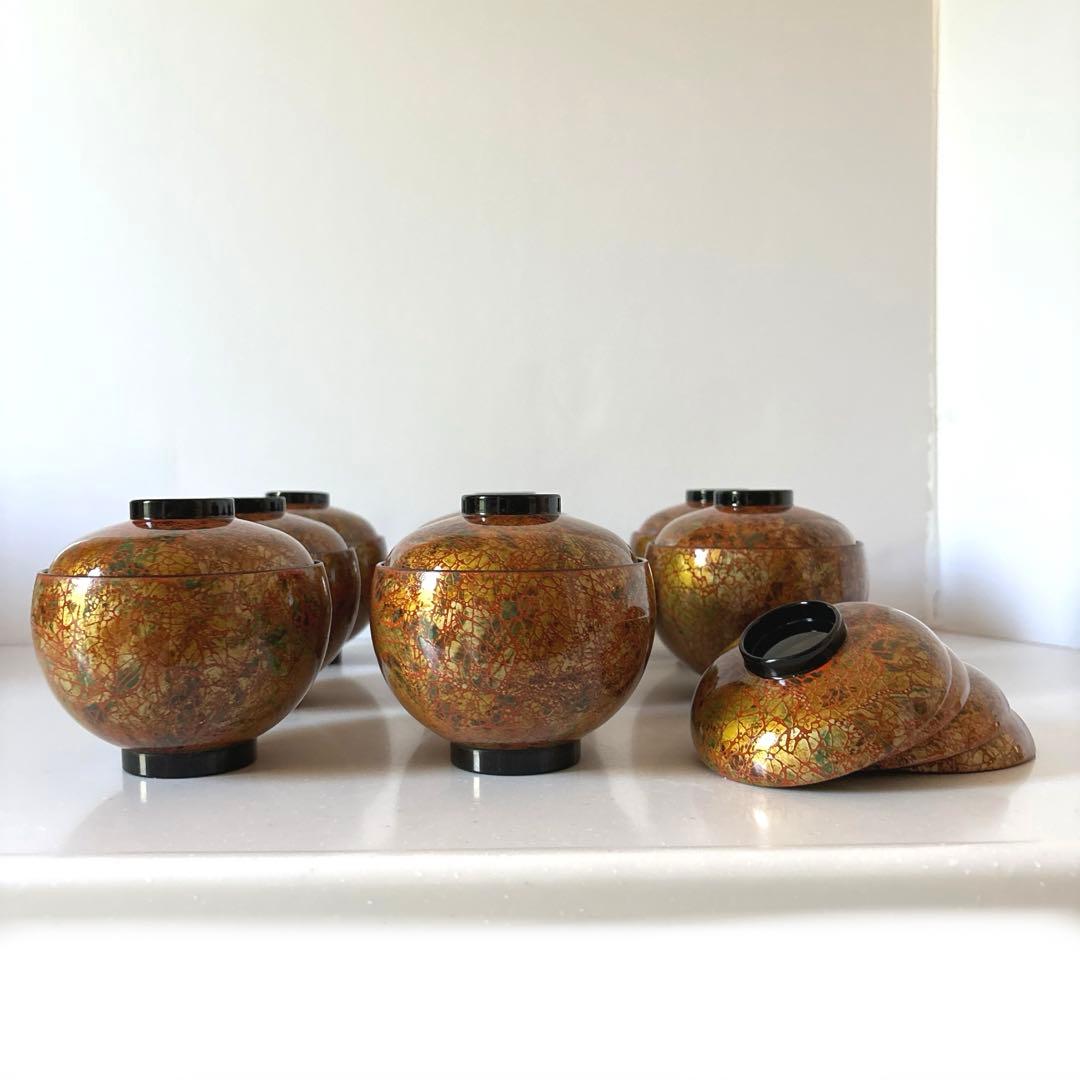 蓋付き小吸椀　煮物椀　吸物椀　虹彩　若　和食器　懐石料理　8客、予備蓋4個セット