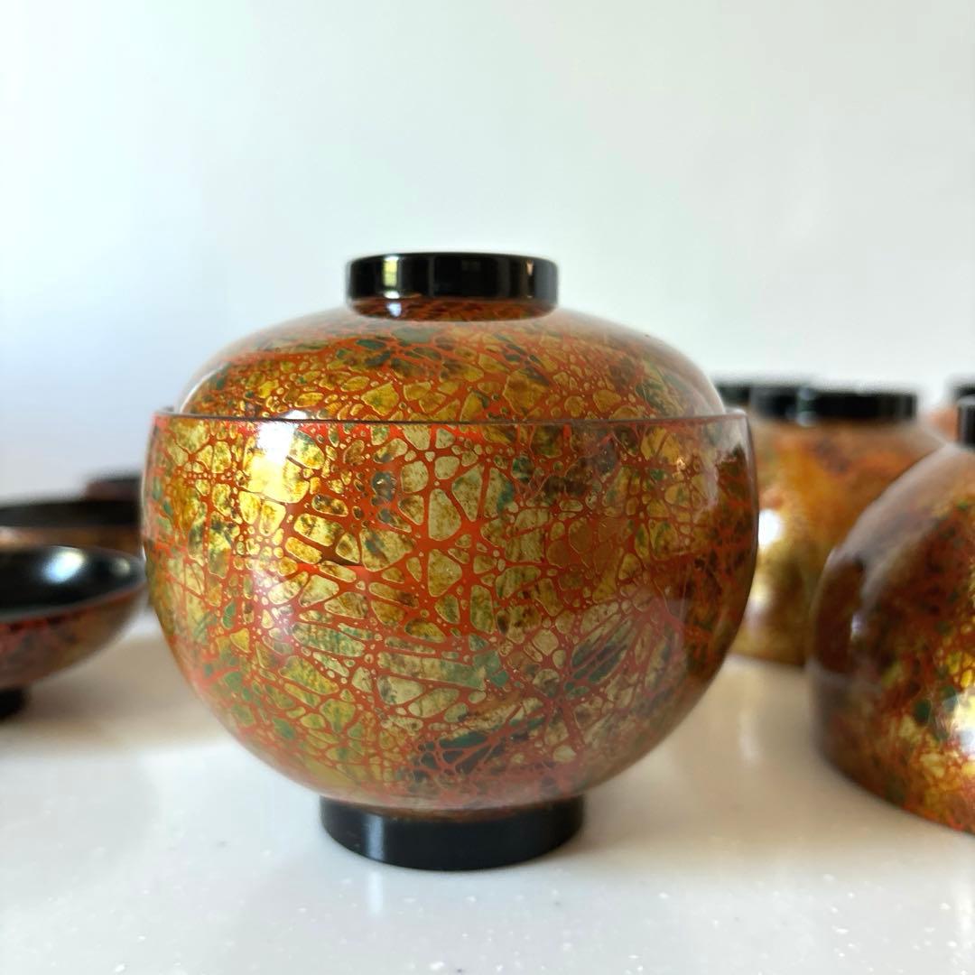 蓋付き小吸椀　煮物椀　吸物椀　虹彩　若　和食器　懐石料理　8客、予備蓋4個セット