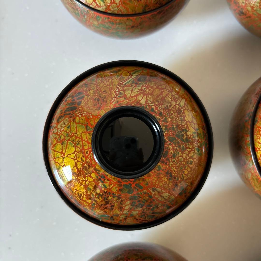 蓋付き小吸椀　煮物椀　吸物椀　虹彩　若　和食器　懐石料理　8客、予備蓋4個セット