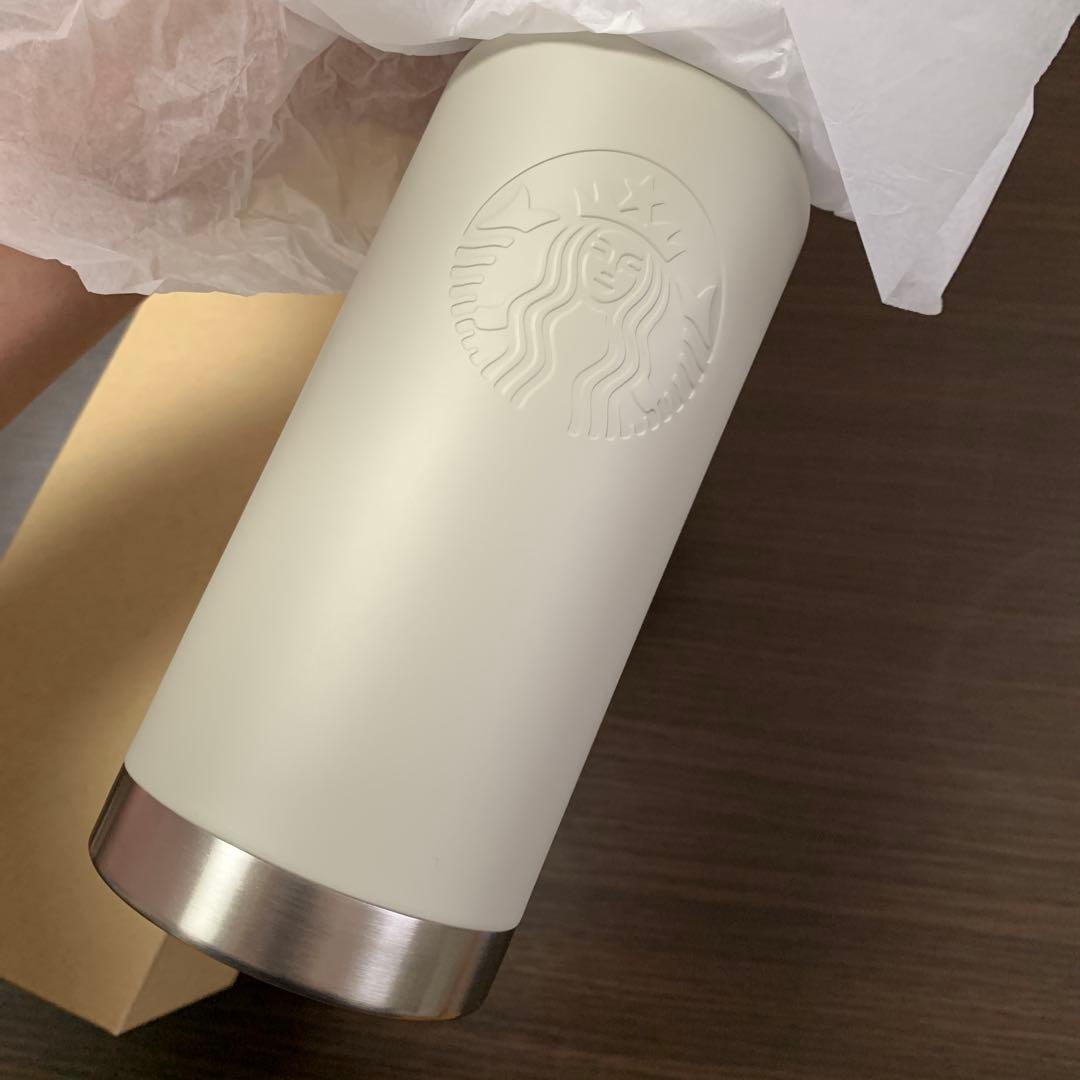 スタバ　ハンドルリッドステンレスロゴボトル　マットベージュ　473ml