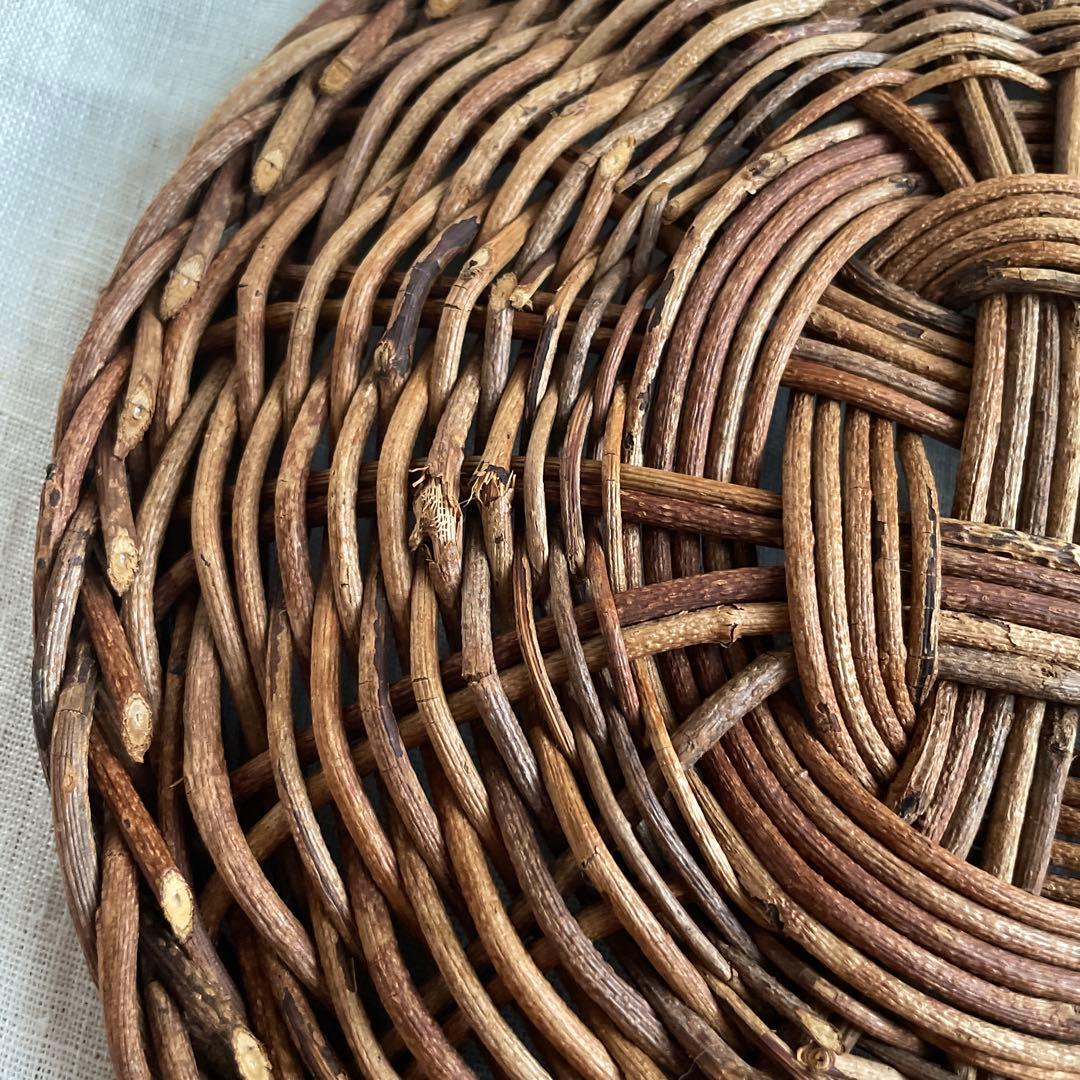 あけび　丸皿　丸トレイ　丸かご　小　古道具