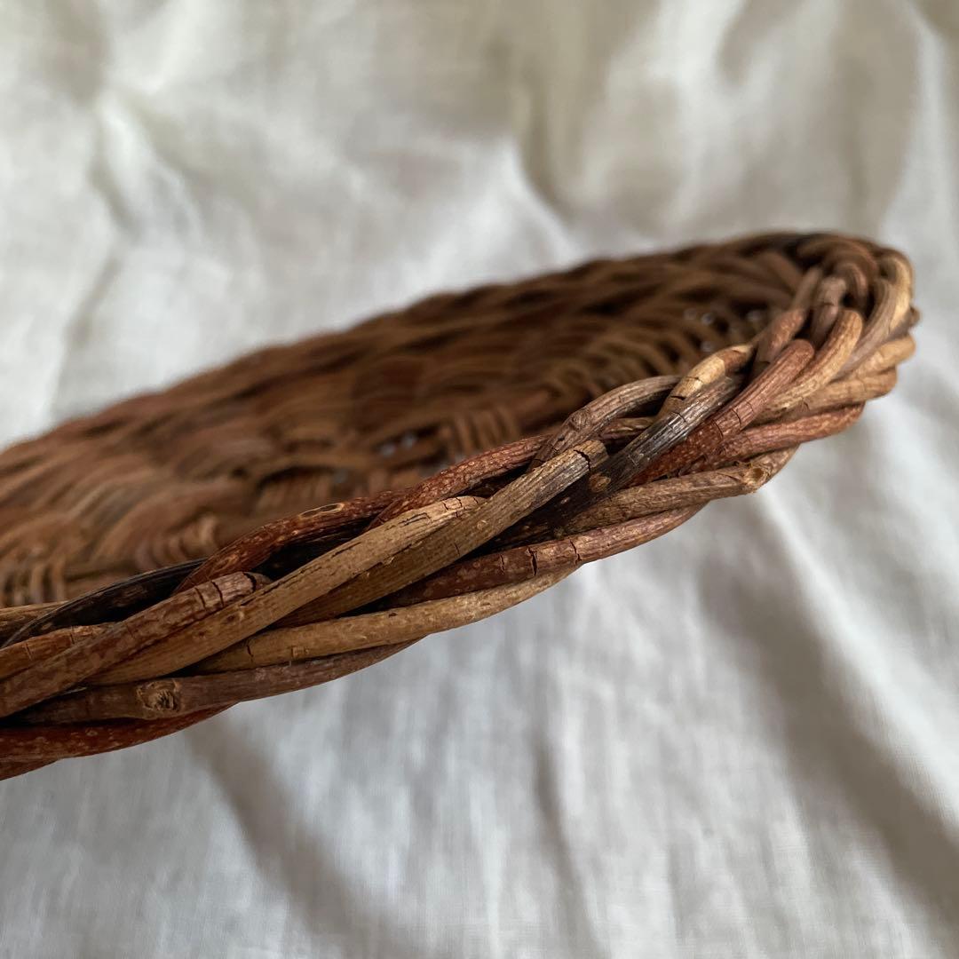 あけび　丸皿　丸トレイ　丸かご　小　古道具