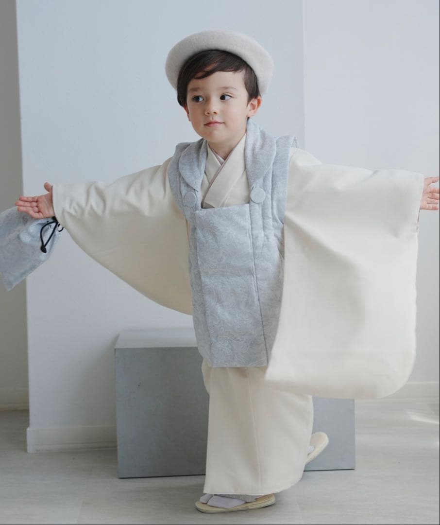 七五三　３歳　被布コートセット 男の子 utatane ジャガード　正月　着物
