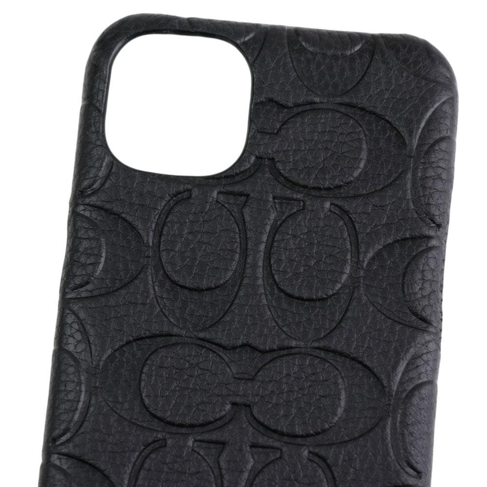 【コーチ】エンボスド Cロゴ型押しレザー iPhone14Plusケース 黒