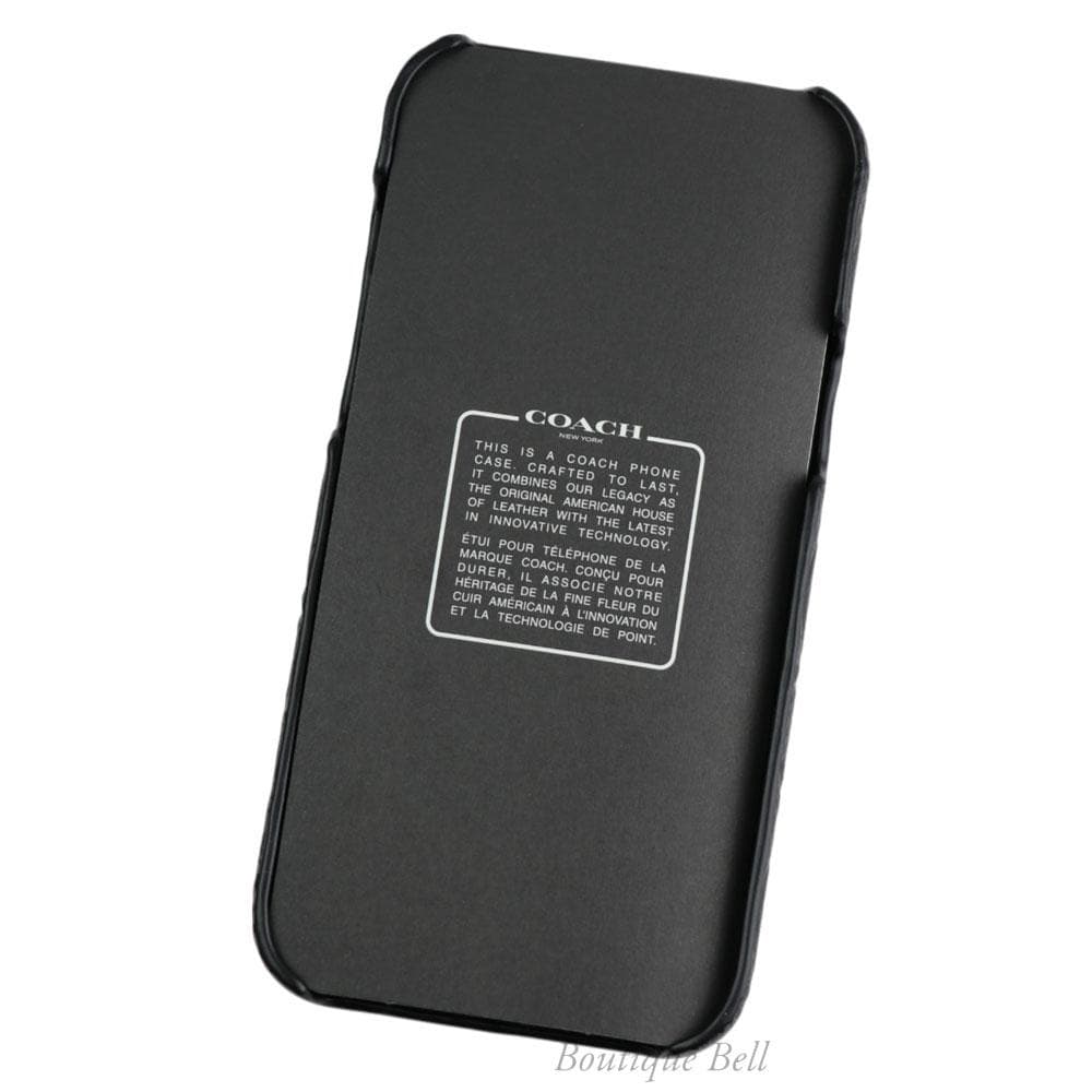 【コーチ】エンボスド Cロゴ型押しレザー iPhone14Plusケース 黒