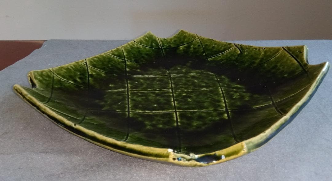 美濃焼の名工 大嶋久興【子の日窯】　織部希少美品逸品　四方角切り大皿