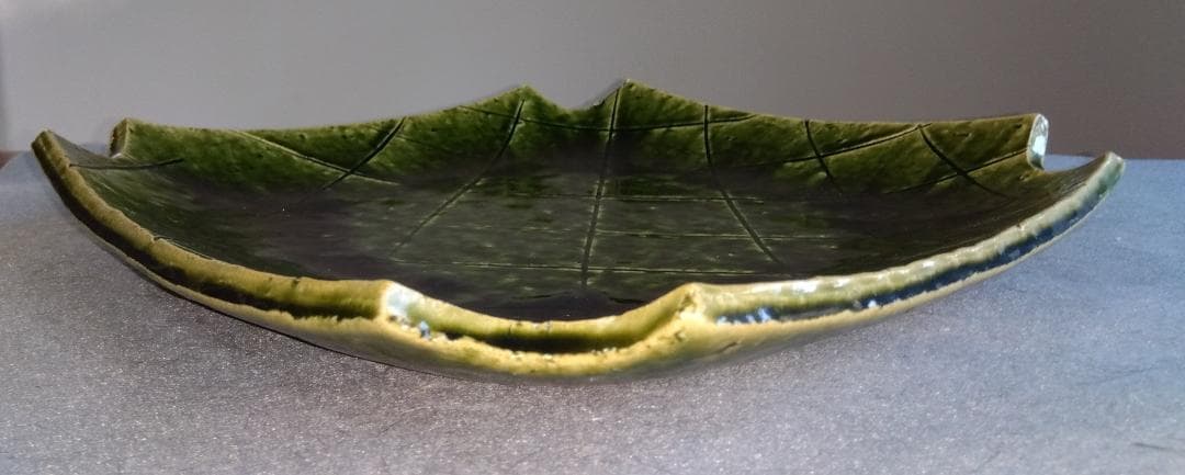 美濃焼の名工 大嶋久興【子の日窯】　織部希少美品逸品　四方角切り大皿